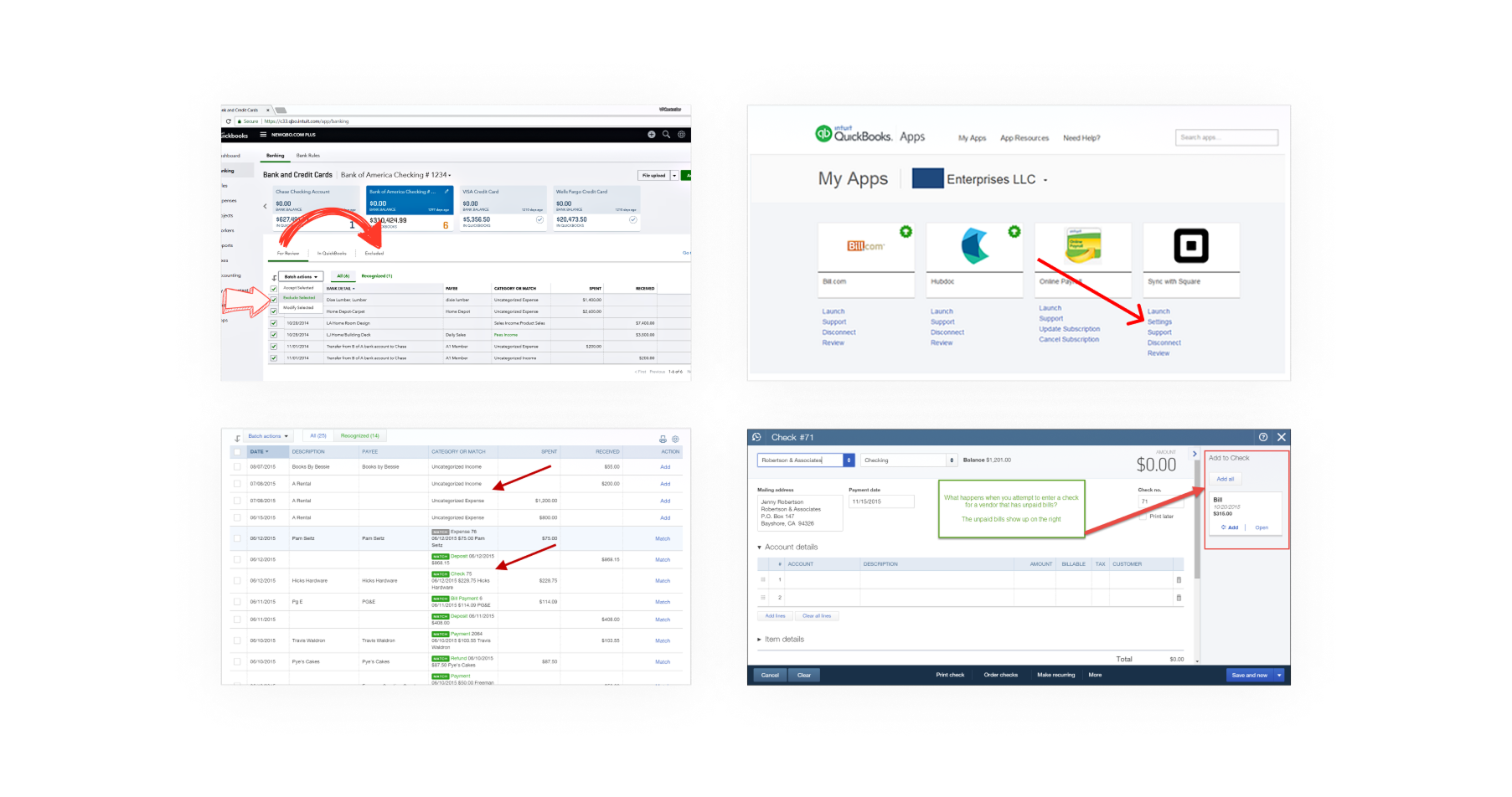 Overview of user frustrations and accounting errors in QuickBooks, including duplicate entries and unreconciled transactions.